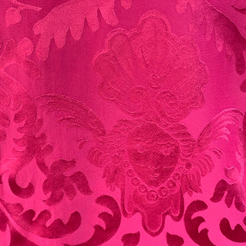 VERSACE Size S Pink Fuchsia Damask Silk Camp Short Sleeve Shirt