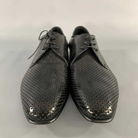 PRADA Size 9 Black Perforated Leather Lace Up Lace Up Shoes