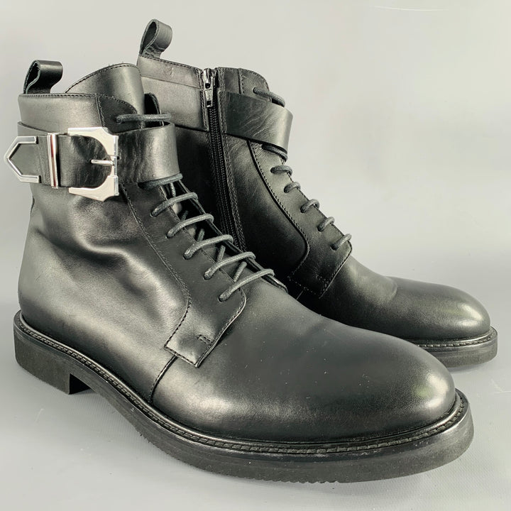 VERSUS by GIANNI VERSACE Size 12 Black Leather Side Zipper Boots