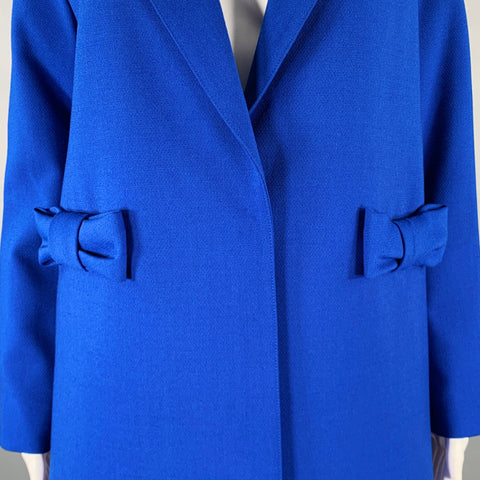 SMYTHE Size 4 Cobalt Blue Polyester Bows Single Snap Coat