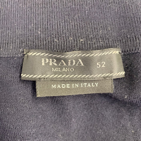 PRADA Size L Navy Knit Wool Buttoned Polo