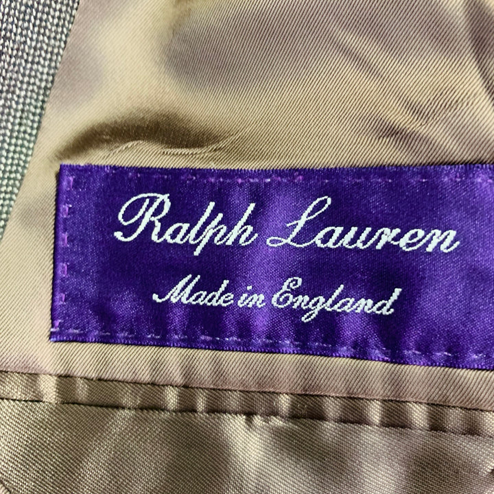RALPH LAUREN Size 38 Regular Brown Black Nailhead Wool Double Breasted Suit
