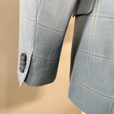 MICHAEL KORS Size 40 Short Blue Window Pane Polyester Blend Sport Coat