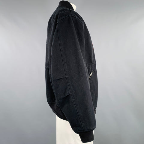 ACNE STUDIOS Size L Black Cotton Zip Up Bomber Jacket