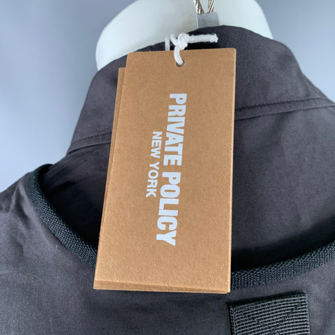 PRIVATE POLICY Size M Black Cotton Patch Pockets Cargo Vest Long Sleeve Shirt