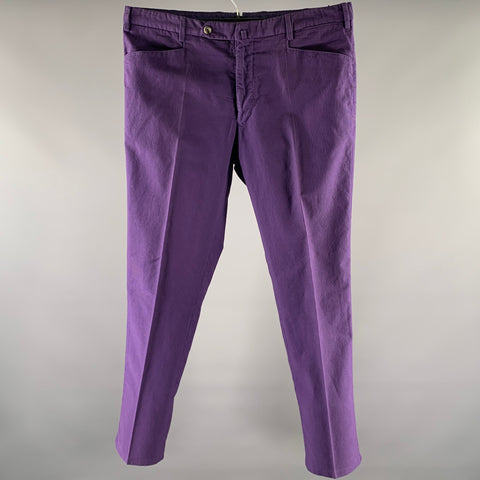 INCOTEX Size 36 Purple Cotton Flat Front Casual Pants
