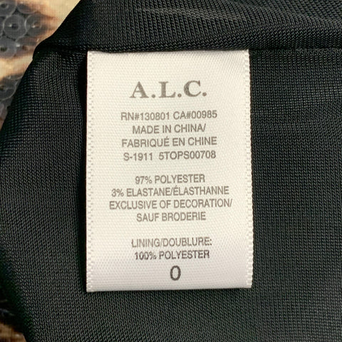 A.L.C. Taille XS Beige Marron Mélange de polyester Robe-haut léopard à sequins col montant