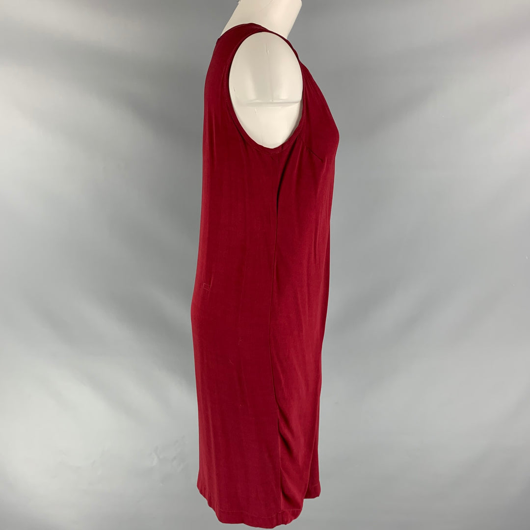 ANN DEMEULEMEESTER Size 4 Burgundy Rayon Solid Shift Dress