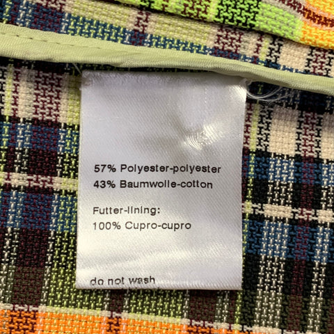 AKRIS Size S Multi Color Polyester Cotton Plaid Snaps Jacket Shorts Set