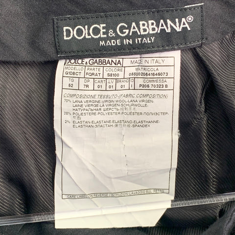 DOLCE & GABBANA Size 32 Black Window Pane Wool Blend Tapered Zip Fly Dress Pants