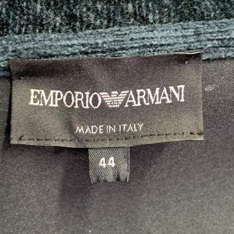 EMPORIO ARMANI Size 34 Green Blue Wool Viscose Blend Velvet Zip Up Jacket