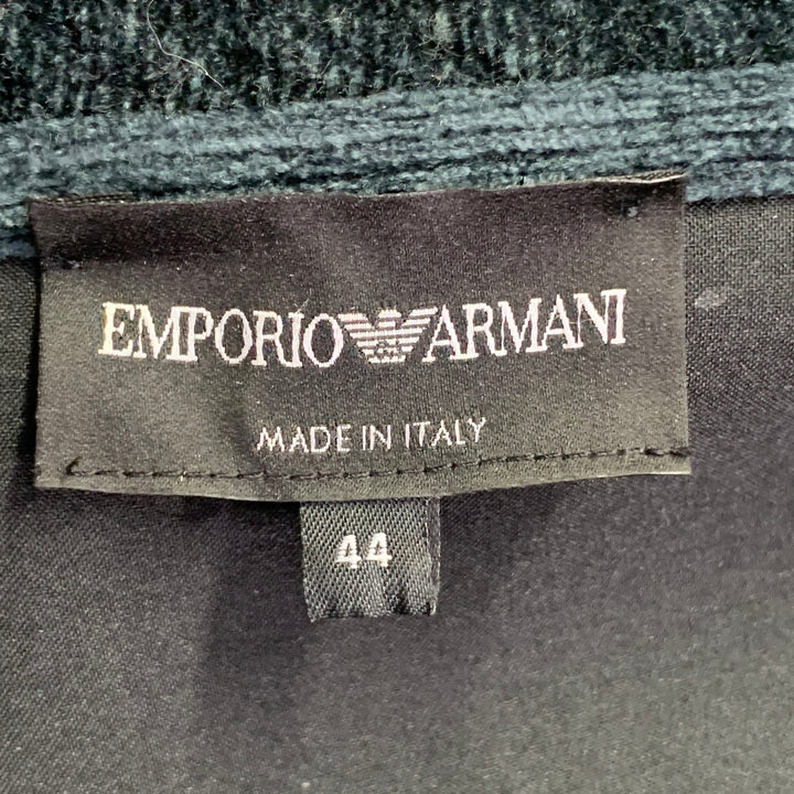 EMPORIO ARMANI Size 34 Green Blue Wool Viscose Blend Velvet Zip Up Jacket