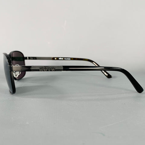 REVO Clive Black Acetate Metal Navigator Polarized Sunglasses