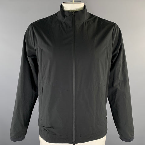 VOLLEBAK Size L Black Wool Blend Zip Up Jacket