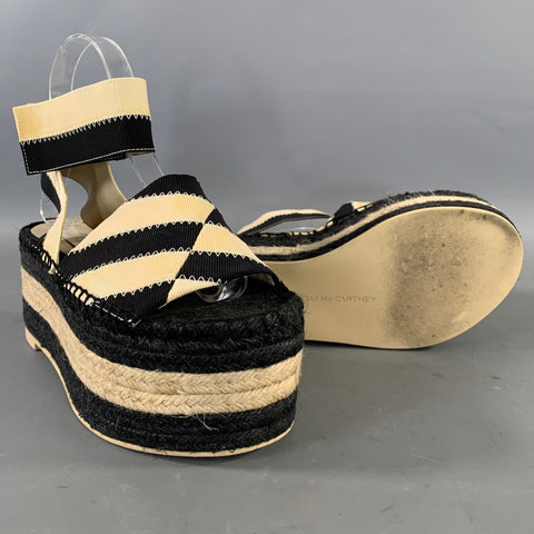 STELLA McCARTNEY Size 6 Black Tan Cotton Espadrille Sandals