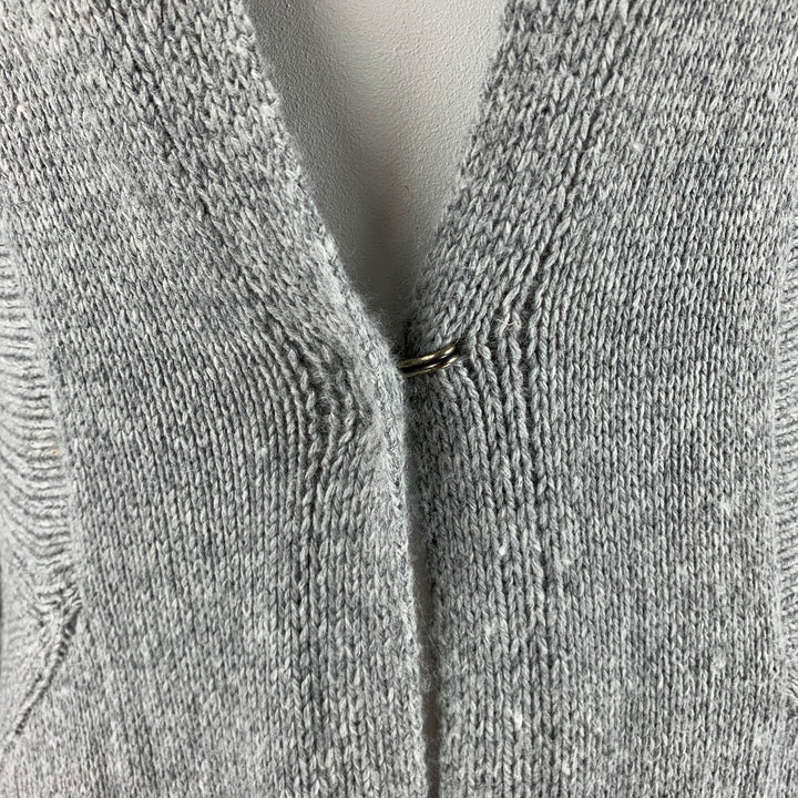 PEACHOO+KREJBERG Size L Grey Wool Knit Asymmetrical Cardigan