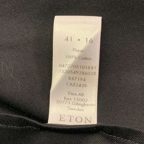 ETON Size L Black Pleated Cotton Tuxedo French Cuffs Long Sleeve Shirt