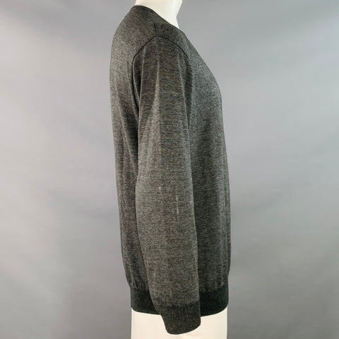 ERMENEGILDO ZEGNA Size L Grey Black Cotton Crew Neck Pullover