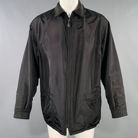 SERAPHIN Size 40 Black Reversible Leather Zip Up Coat