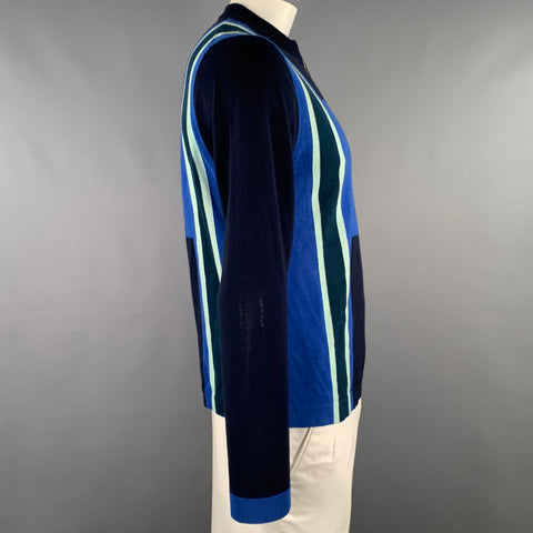 PS by PAUL SMITH Size L Blue Navy Color Block Merino Wool Half Zip Pullover