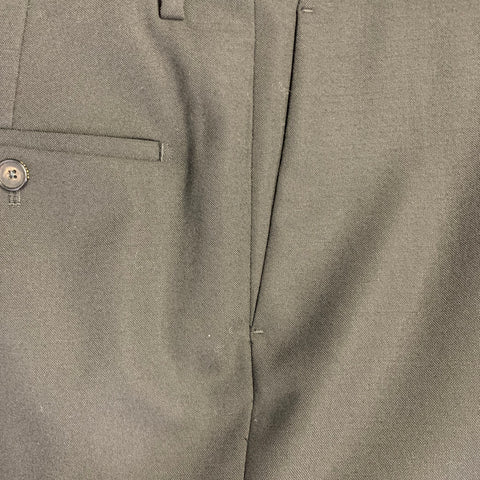 SYSTEM Size 34 Black Wool Flat Front Tapered Zip Fly Dress Pants