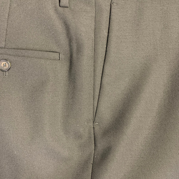 SYSTEM Size 34 Black Wool Flat Front Tapered Zip Fly Dress Pants