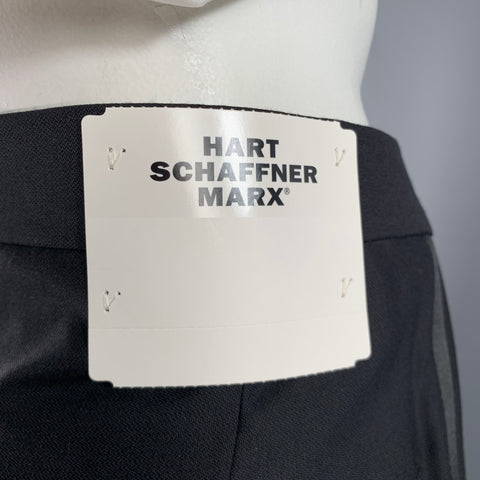 HART SHAFNER & MARX Size 42 Long Black Mixed Fabrics Wool Tuxedo