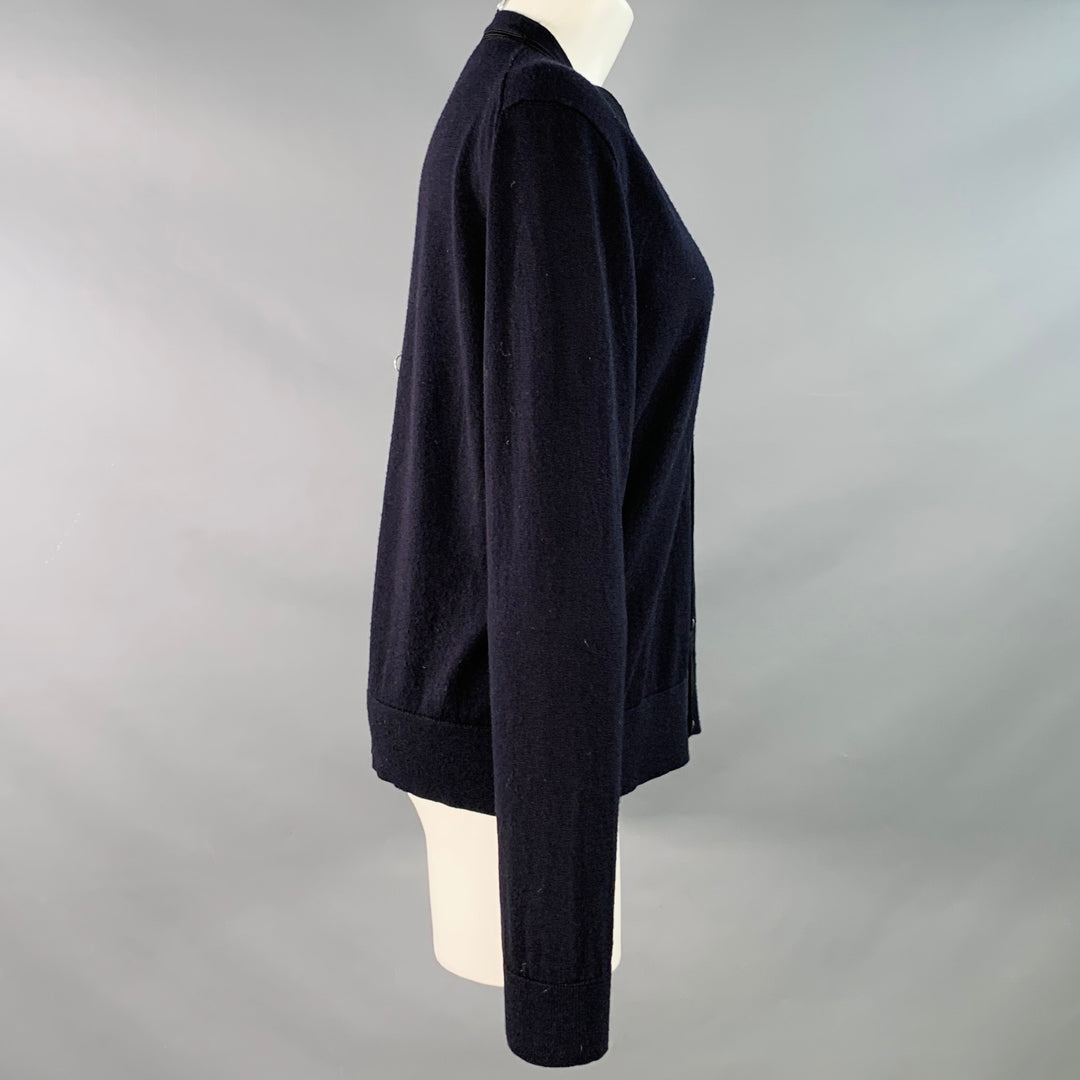 THE KOOPLES Size M Navy Black Merino Wool Skull Buttons V-Neck Cardigan