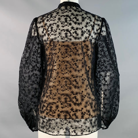 JASON WU COLLECTION Size 4 Black Polyamide Lace Collarless Peasant Blouse