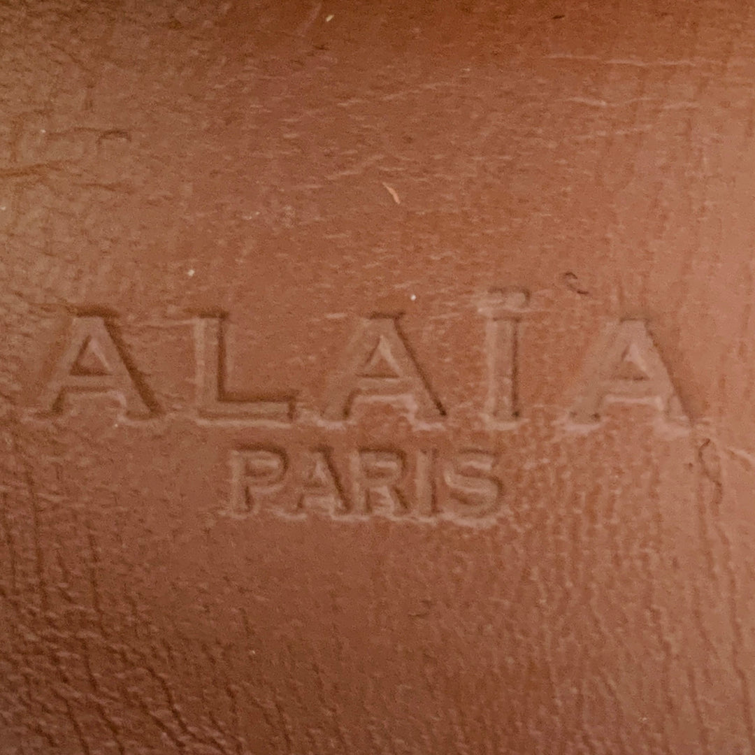 ALAIA Size 8 White Tan Laser Cut Leather Lace-Up Low Top Sneakers