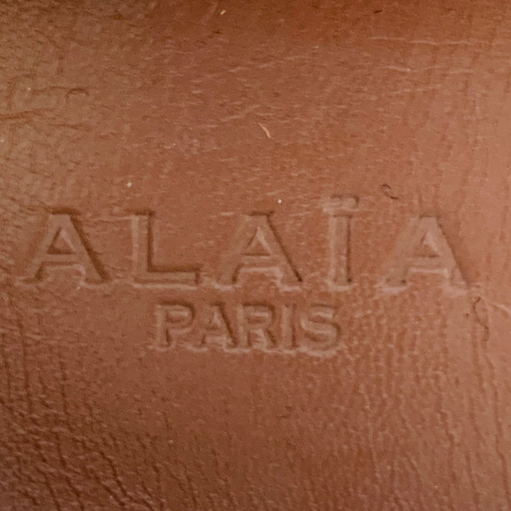 ALAIA Size 8 White Tan Laser Cut Leather Lace-Up Low Top Sneakers