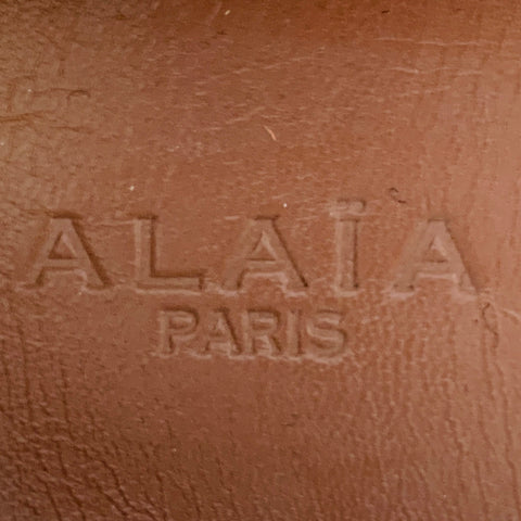 ALAIA Size 8 White Tan Laser Cut Leather Lace-Up Low Top Sneakers