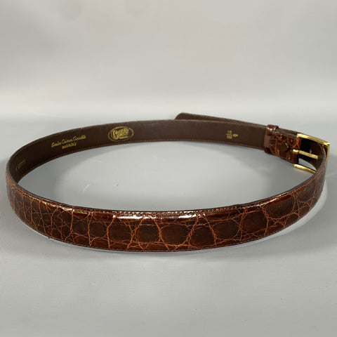 GARYS & COMPANY Size 40 Brown Crackled Crocodile Belt