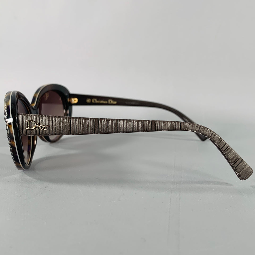 CHRISTIAN DIOR Brown Beige Tortoiseshell Acetate Sunglasses