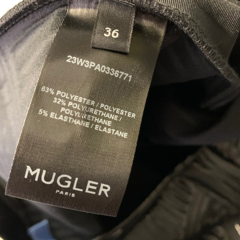 MUGLER Size 0 Black Polyester Blend Lines Skinny Leggings