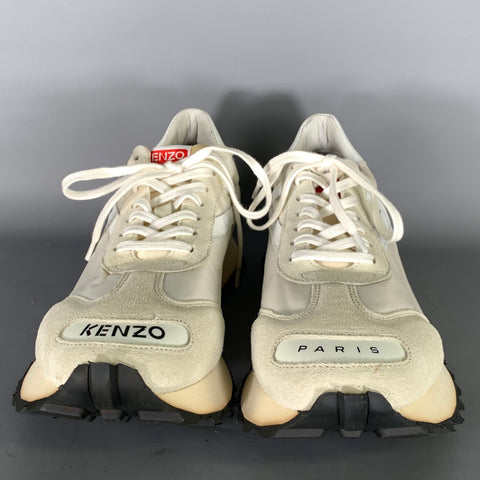 KENZO Size 9.5 White Nylon Lace Up Sneakers