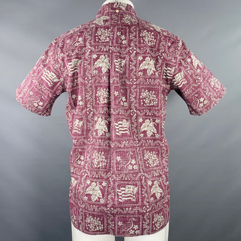 REYN SPOONER Size S Purple Grey Floral Cotton Blend Hawaiian Short Sleeve Shirt
