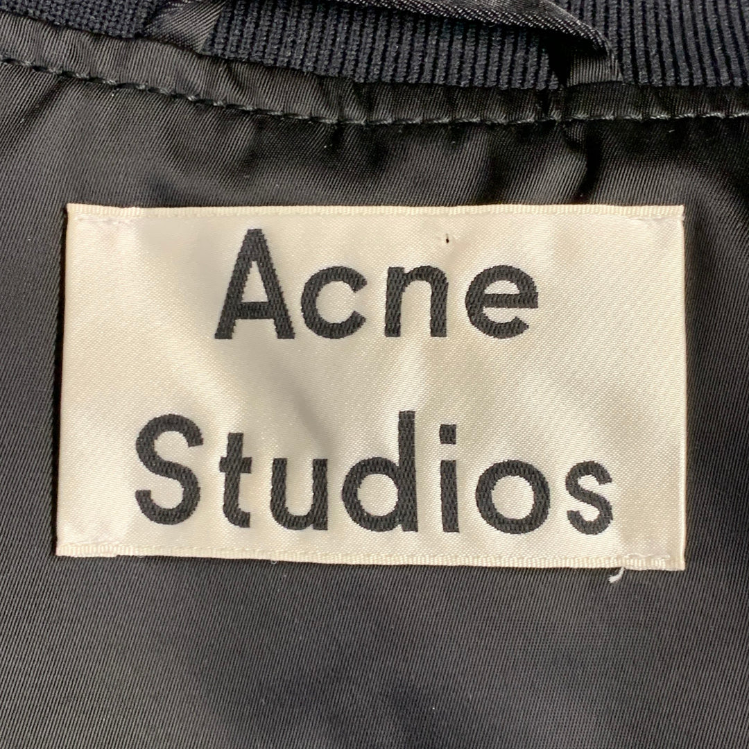 ACNE STUDIOS Size L Black Nylon Side Zippers Varsity Jacket