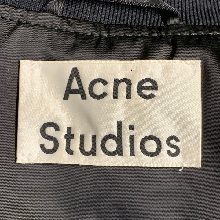 ACNE STUDIOS Size L Black Nylon Side Zippers Varsity Jacket
