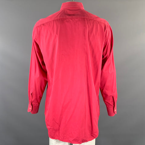 ETRO Size XL Red Magenta Herringbone Spread Collar Long Sleeve Shirt