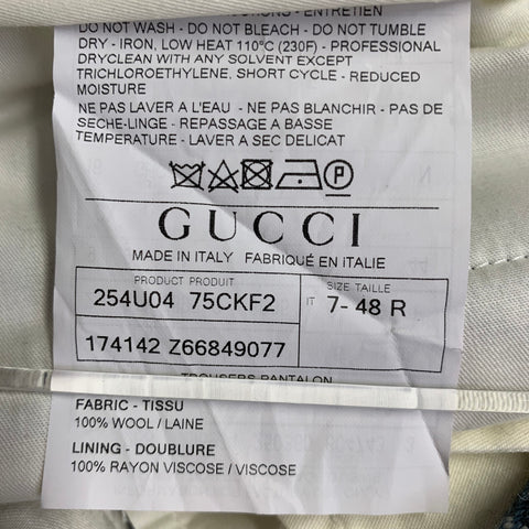 GUCCI Size 38 Black White Blue Glenplaid Wool Notch Lapel Suit