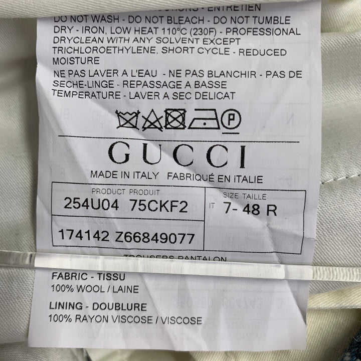 GUCCI Size 38 Black White Blue Glenplaid Wool Notch Lapel Suit