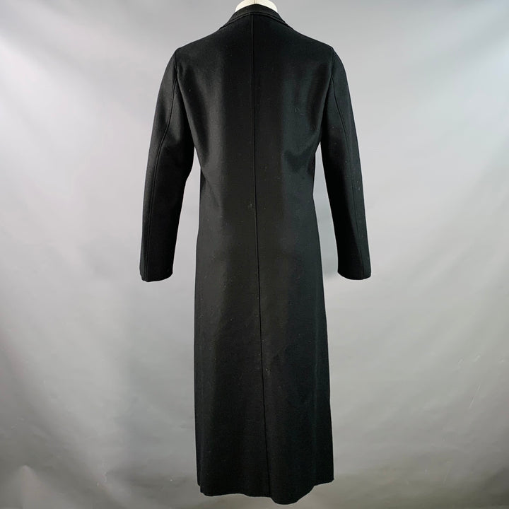 EMPORIO ARMANI Size 40 Black Virgin Wool Double Panel Hook Eye Coat