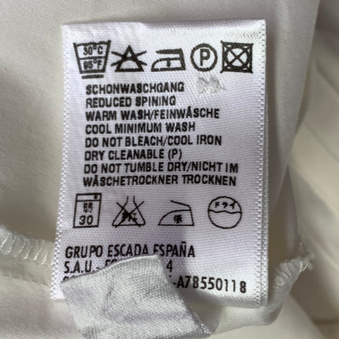 ESCADA Taille XL Chemise plissée à boutons en mélange de coton crème