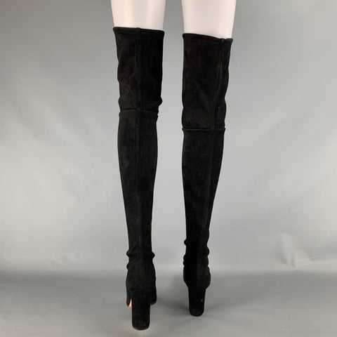 GIANFRANCO FERRE Talla 7.5 Botas de tacón grueso de ante negro