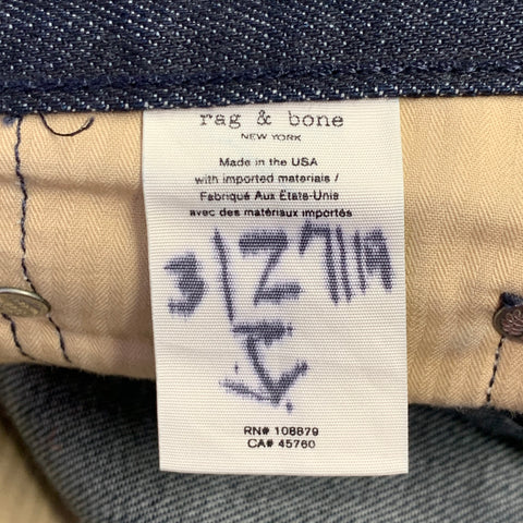 RAG & BONE Size 30 Indigo Cotton Straight Selvedge Jeans