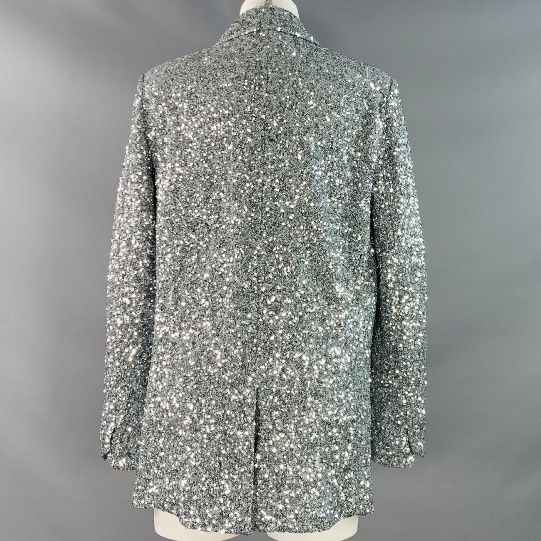 ZADIG & VOLTAIRE Size S Vivi Silver Polyester Sequined Jacket Blazer