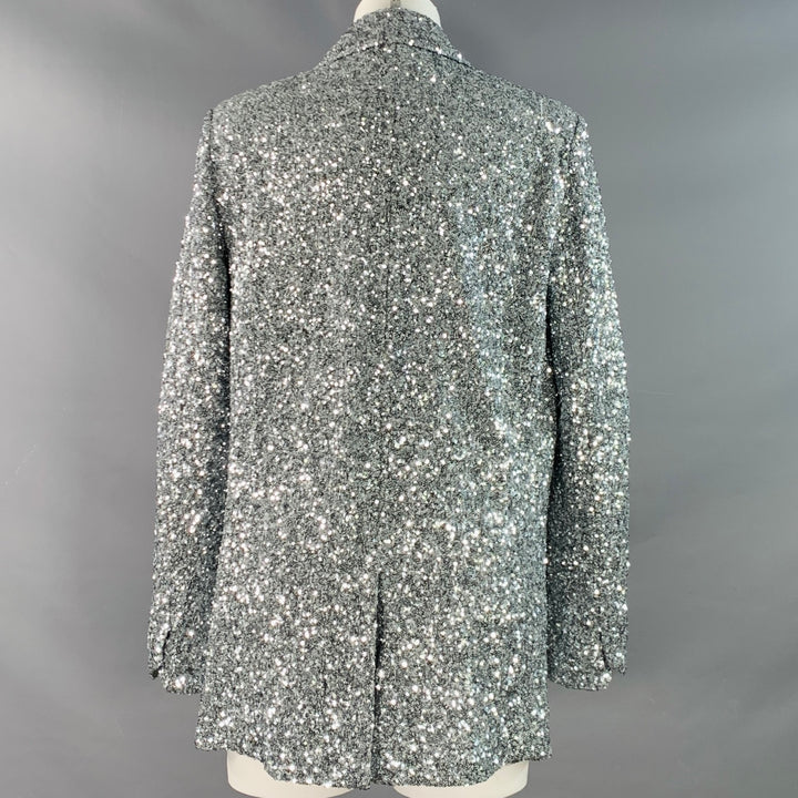 ZADIG & VOLTAIRE Size S Vivi Silver Polyester Sequined Jacket Blazer