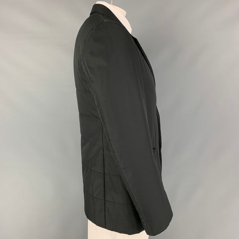 CALVIN KLEIN COLLECTION Size 44 Black Quilted Polyester Sport Coat