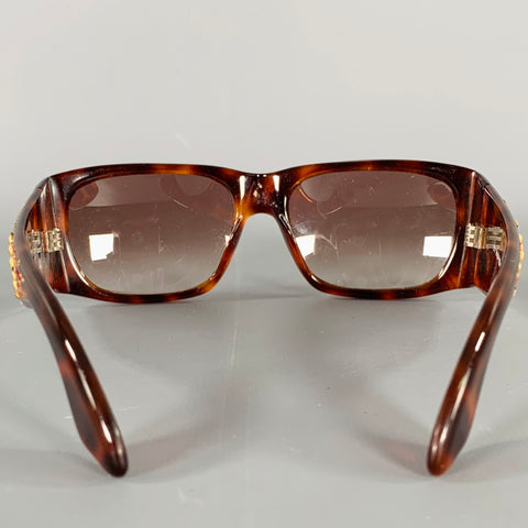 EMMANUELLE KHANH Brown Multicolour Studded Acetate Sunglasses